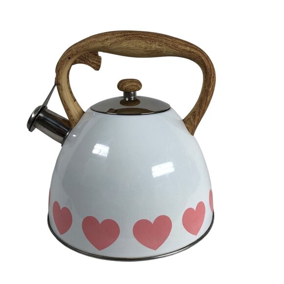MasterClass Pink Heart Tea Kettle Whistling Stainless Steel Premium 2.6 QT - Picture 1 of 9